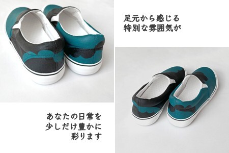 手描きスニーカー「MOKUMOKU BB 黒緑」 スリッポン ワイズ 2E 22.0～28.0cm【受注制作】ハンドペイント カジュアルシューズ おすすめ おしゃれ 大人のおしゃれ オリジナル