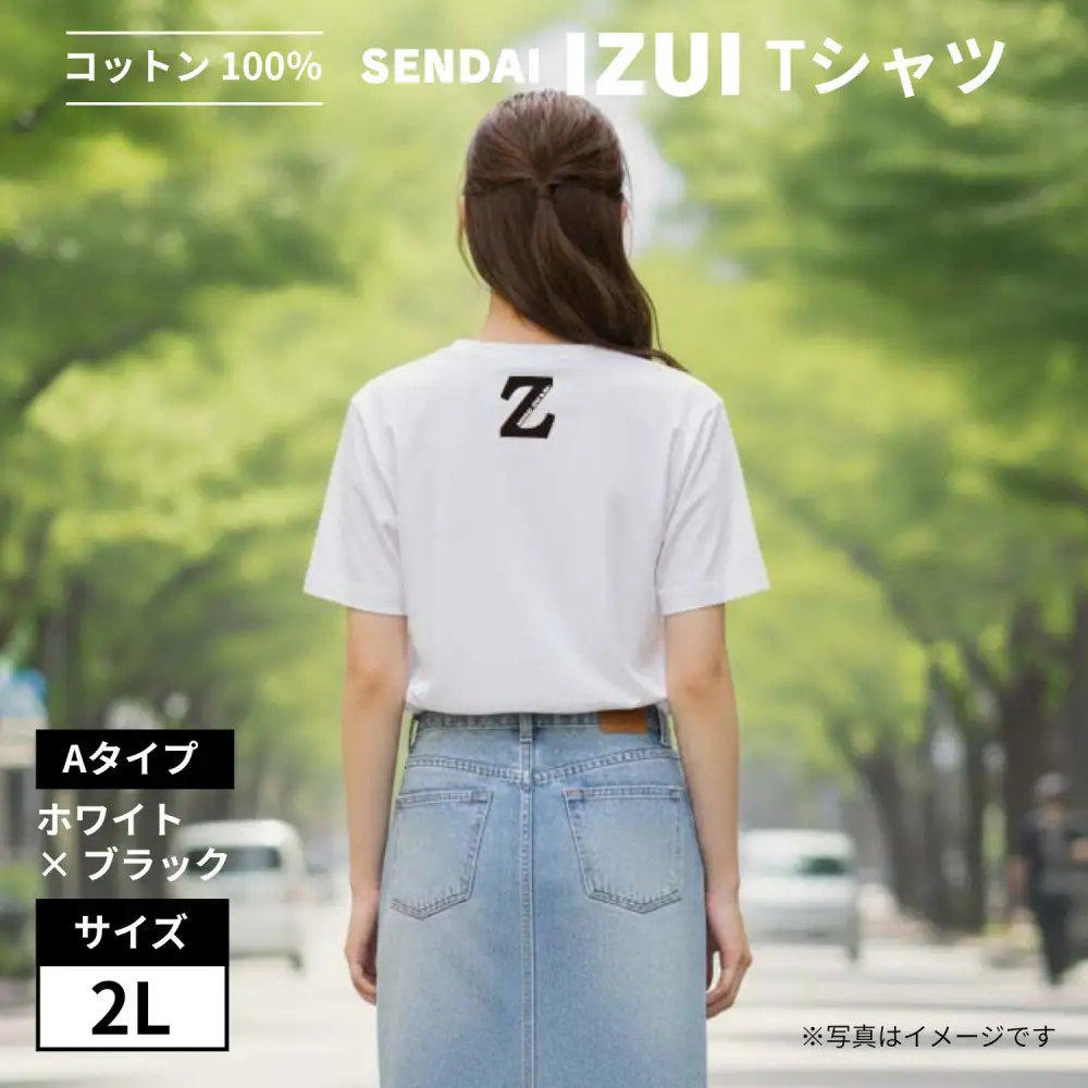 宮城 仙台 Ｔシャツ 綿100% 厚手【SENDAI IZUI & Go.】白×黒　2Lサイズ