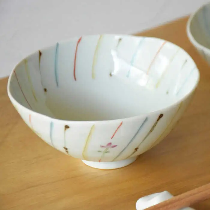 【波佐見焼】小花ストライプ 夫婦茶碗 2点セット【藍水】[GB55]