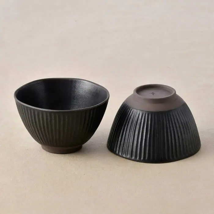 【波佐見焼】しのぎ 丼ぶり ブラック 2個セット【トーエー】[QC73]