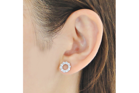 ピアス PT900 プラチナ ダイヤ 0.8ct サークル ラウンドモチーフ スタッドピアス【f208-pt】