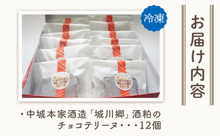 ＜中城本家酒造「城川郷」酒粕のチョコテリーヌ 12個＞ とろんと滑らか食感 お酒好き お菓子 焼き菓子 洋菓子 おやつ デザート お取り寄せ 詰合せ 詰め合わせ 個包装 美味しい ギフト スイーツ工房絹 愛媛県 西予市【冷凍】『1か月以内に順次出荷予定』NSK0008