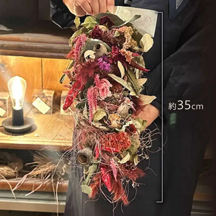 ドライフラワー 縦型 スワッグ - pink - / ドライフラワー スワッグ リース フラワー 花 スワッグ インテリア / 南島原市 / Atelier.Sh.[SFQ001]