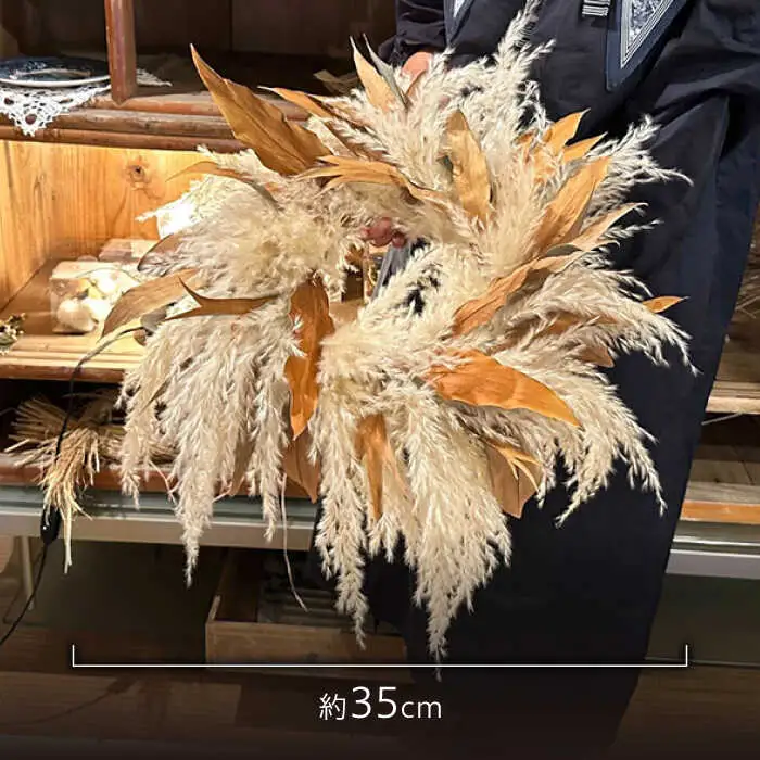 リース wreath - white×brown - 大きめサイズ / ドライフラワー スワッグ リース フラワー 花 スワッグ インテリア / 南島原市 / Atelier.Sh.[SFQ003]