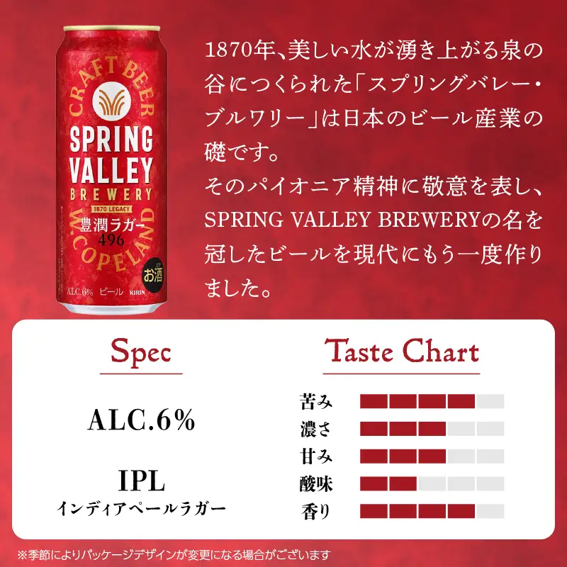 キリンビール スプリングバレー 豊潤ラガー 496 500ml×24本 横浜工場製 クラフトビール AFA0021
