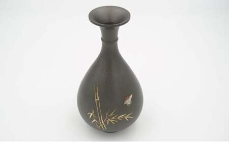 【高岡銅器】花瓶　竹に雀 花器 インテリア 伝統工芸品 職人 手作り 富山県 高岡 FAD-2169