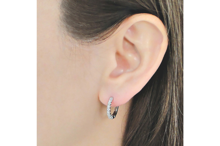 ピアス フープピアス プラチナ PT900 ダイヤモンド 0.35ct レディース 円 丸 輪っか バネ式 キャッチレス 中折れピアス【f215-pt】