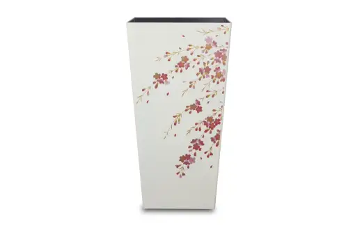 蒔絵調 ダストボックス L角 9.5L 桜ホワイト タツクラフト 【Tk148】【ttcf922-maki-swh-9d5】
