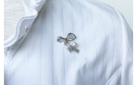 真珠 アクセサリー ブローチ パール 6.5mm ～ 7mm シルバー レディース 伊勢志摩 伊勢 志摩 冠婚葬祭 結婚式 入学式 卒業式 ジュエリー / 老舗の真珠専門店・高品質アコヤ真珠ブローチ6.5～7.0ミリ（タイプ：A）
