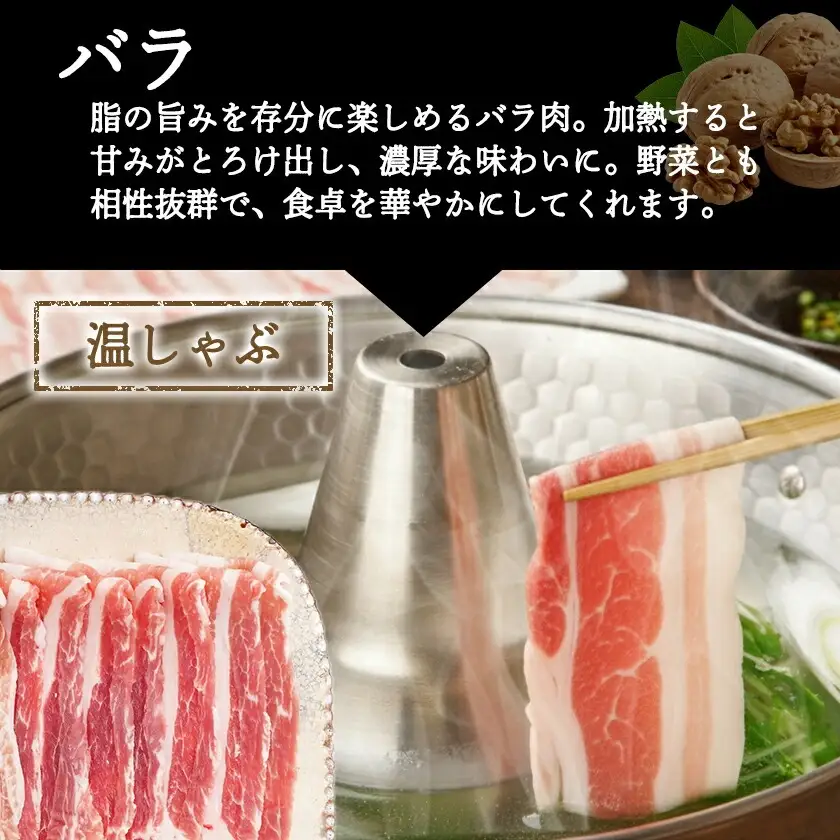「くるみとん」ロース&バラしゃぶしゃぶ用800g〔11-J3-001-800g〕_(都城市) 都城産豚 くるみとん ロース 200g×2P バラ 200g×2P しゃぶしゃぶ用 豚肉