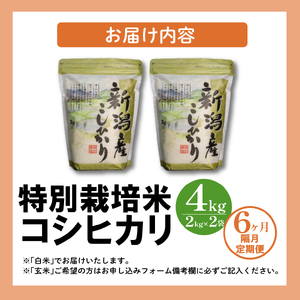 定期便 4kg×隔月6回 特別栽培米 新潟県産 米 新潟 新発田 米 コシヒカリ しばもん D35_04