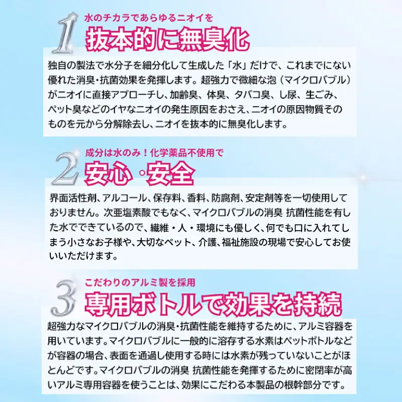 マイクロバブル消臭スプレー 「MTアメージング」ボトル本体250ml＆詰替パック500ml 合計750ml
