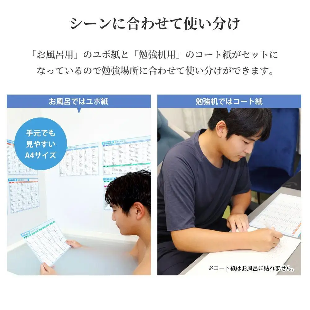 学習ポスター　英語　中学一年　基本の英単語【A4ユポ紙8枚＋A4コート紙8枚セット】