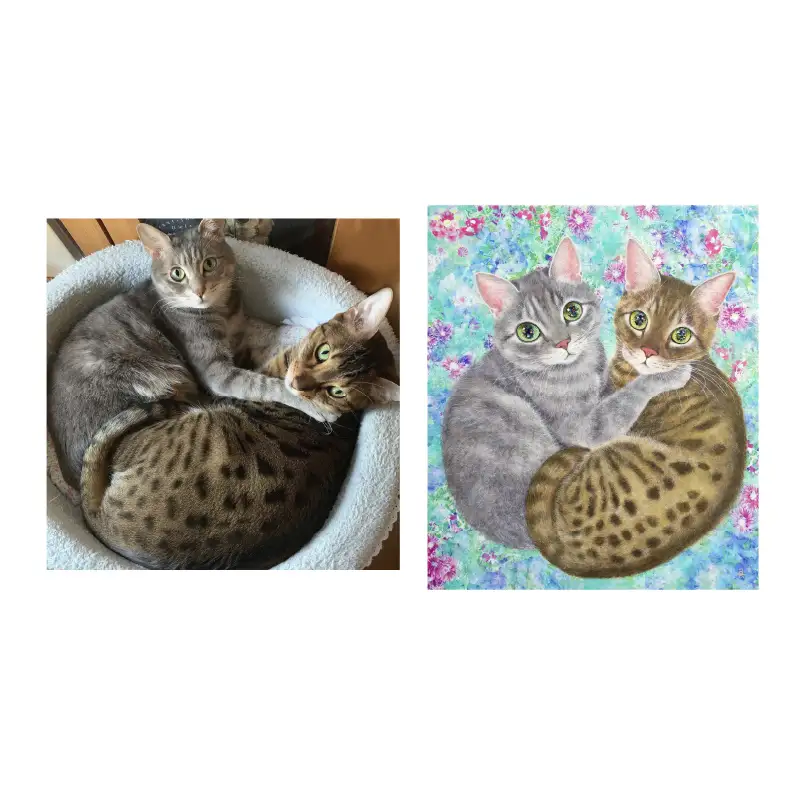 猫作家福嶋吾然有が描く、猫のセミオーダー絵画 SSMサイズ 猫