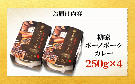柳家 ボーノポークカレー 250g×4個 瑞浪市 / 陶ホープフル レトルト スパイス ギフト [AZBC002]