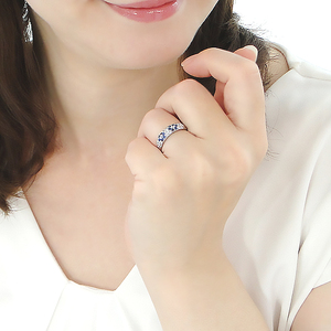 指輪 プラチナ PT900 ダイヤモンド 0.5ct ブルーサファイア レディース リング フラワー 花 パヴェ 月甲丸 カラーストーン 誕生石【f236-pt-bs】 ALPAZ101