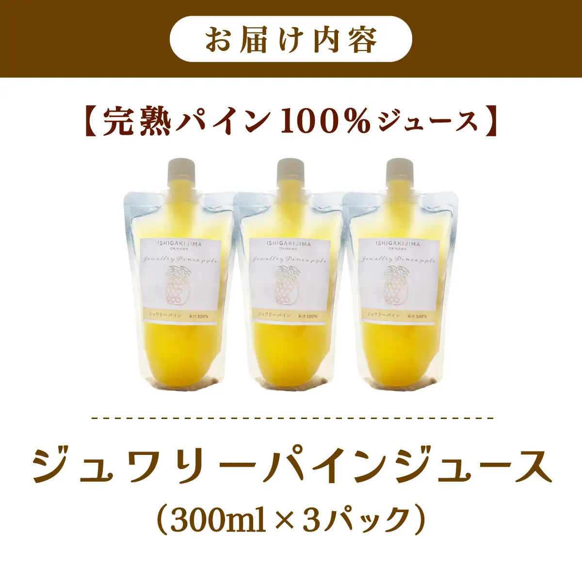 《2027年6月以降順次発送》完熟ジュワリーパイン果汁100％！！の濃厚ジュース300ml×3パックをお届け！