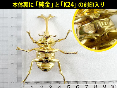 【置物】純金製（Ｋ２４）製 鋸鍬形（ノコギリクワガタ）＆ 兜虫(カブトムシ) セット ALPBK148
