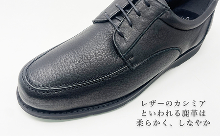 カジュアルシューズ 鹿革 4E 黒 カジュアルシューズ 26.5cm