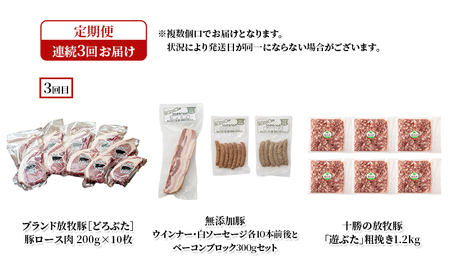 十勝幕別の定期便 牛肉と豚肉 年3回お届け 
