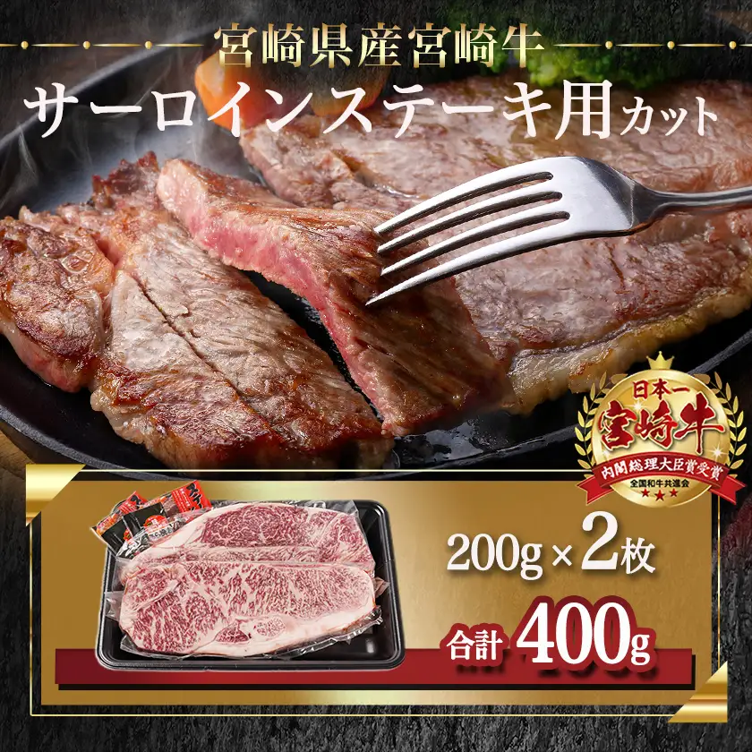 宮崎牛サーロインステーキ(200g×2枚)≪みやこんじょ快速便≫〔AC-N401-R〕_(都城市) ステーキ 牛肉 宮崎牛 和牛 国産 サーロイン 400g 贈答用 ギフト 快速 14日以内お届け