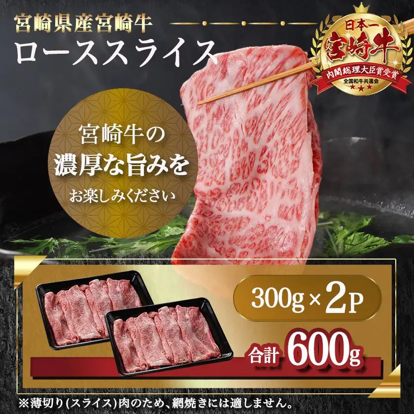 宮崎牛ローススライス(300g×2P)≪みやこんじょ快速便≫〔AC-N404-R〕_(都城市) 宮崎県産宮崎牛 300g×2P 牛肉 ロース スライス すき焼き しゃぶしゃぶ 小分けパック
