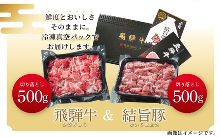 訳あり 飛騨牛 結旨豚 切落し 計1kg 訳あり 飛騨高山ミート [MS022]