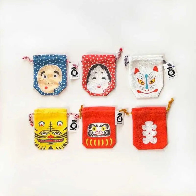 丹後ちりめん 祭巾着（はっぴ） サイズ：約17cm×13cm