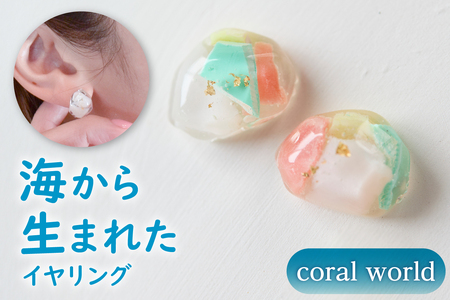 【色が選べる】海から生まれたイヤリング（Ｓサイズ） mi0012-0203 ｱｸｾｻﾘｰ 海洋ﾌﾟﾗｽﾁｯｸ 一点もの 白 青 ｶﾗﾌﾙ SDGs