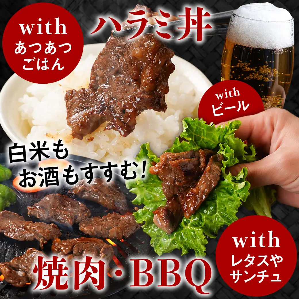牛ハラミ タレ漬け900g〔LG8J-33-024-900g〕_(都城市)  味付き 牛肉 真空 小分け