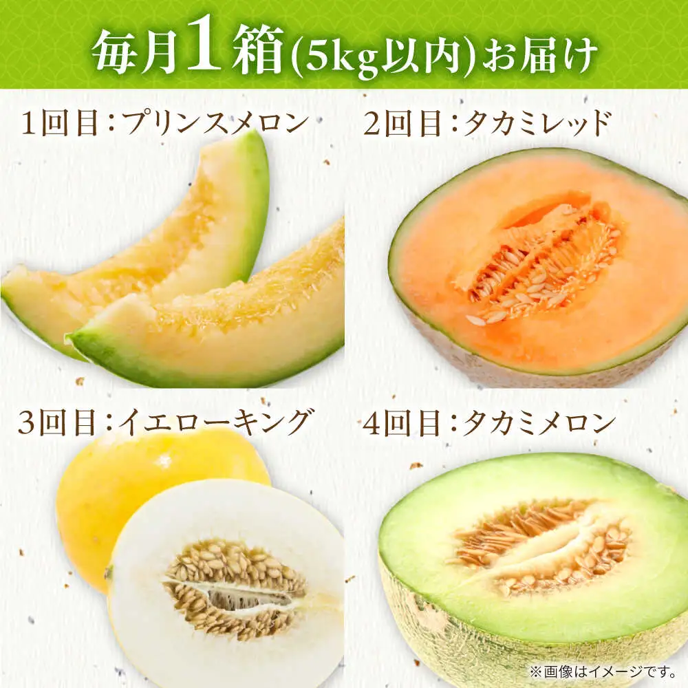 【2027年4月下旬-発送】【4回定期便】訳あり メロン 4種 食べ比べ / プリンスメロン イエローキング タカミレッド タカミメロン / メロン めろん フルーツ 果物 / 南島原市 / 南島原果物屋[SCV046]