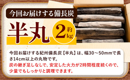 紀州備長炭 半丸 約2kg 望商店 