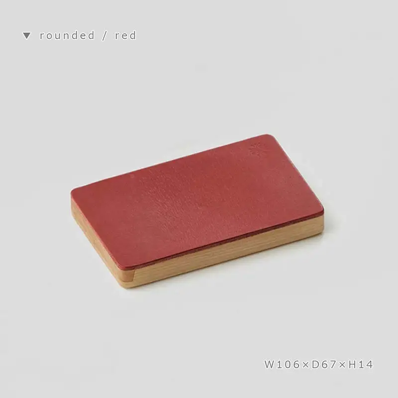 木製名刺入れ Flap card case（フラップカードケース） rounded red／SASAKI HOKKAIDO WOOD F6S-460