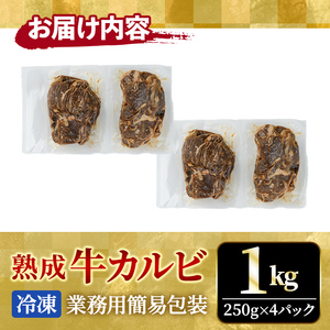 カルビ 1kg (250g×4パック) たれ 味付 小分け焼肉 熟成 牛肉 【カルビ】【ho1471】