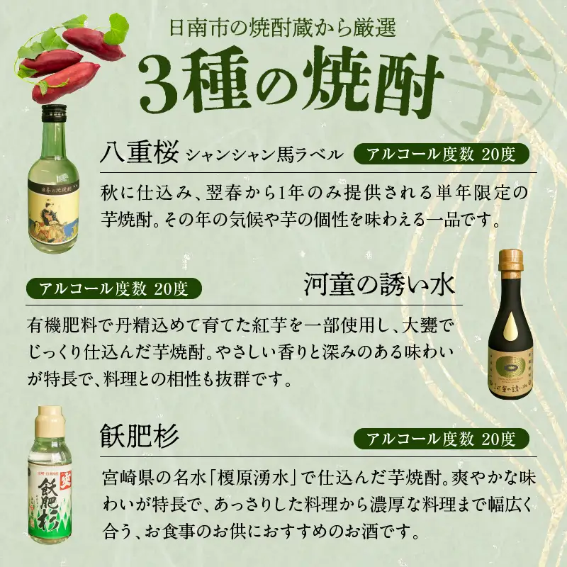 にちなん 焼酎 飲み比べ ミニボトル セット 合計5本 アルコール 国産 お酒 地酒 晩酌 芋焼酎 麦焼酎 梅酒 飲料 宅呑み 家呑み 宅飲み 希少 ロック 水割り お湯割り ソーダ割 人気 おすすめ 詰め合わせ 贈り物 ギフト 贈答 プレゼント 宮崎県 送料無料_C136-24