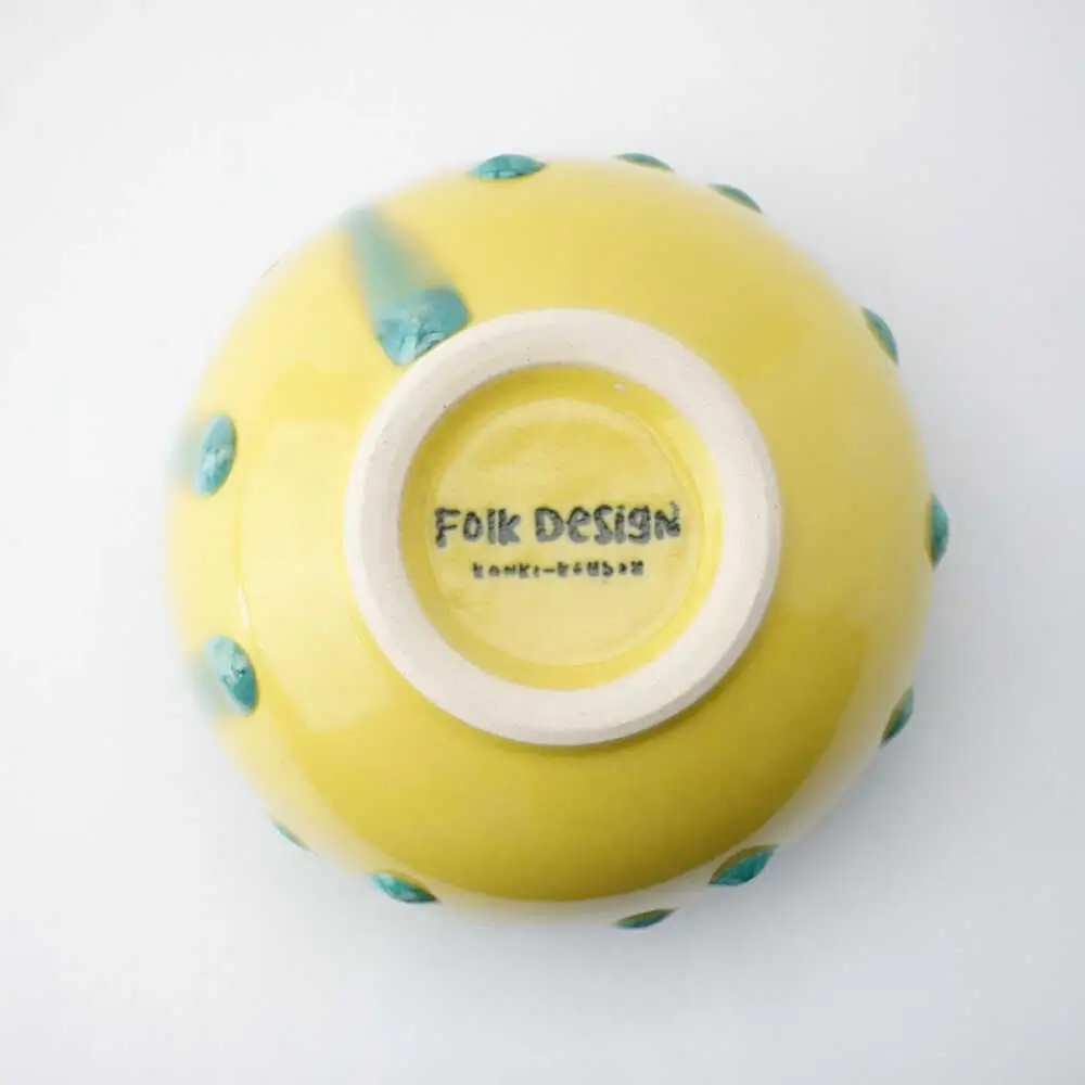 【波佐見焼】Folk Design ラウンドボウル 黄地緑釉流し  1点【玉有】[IE44]