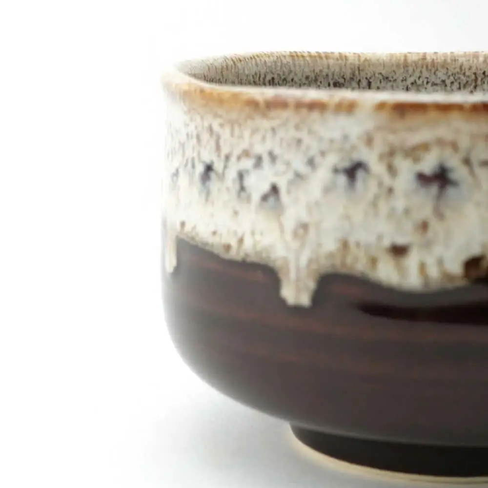 【波佐見焼】Folk Design 野点抹茶碗 飴釉白唐津流し 1点【玉有】[IE51]