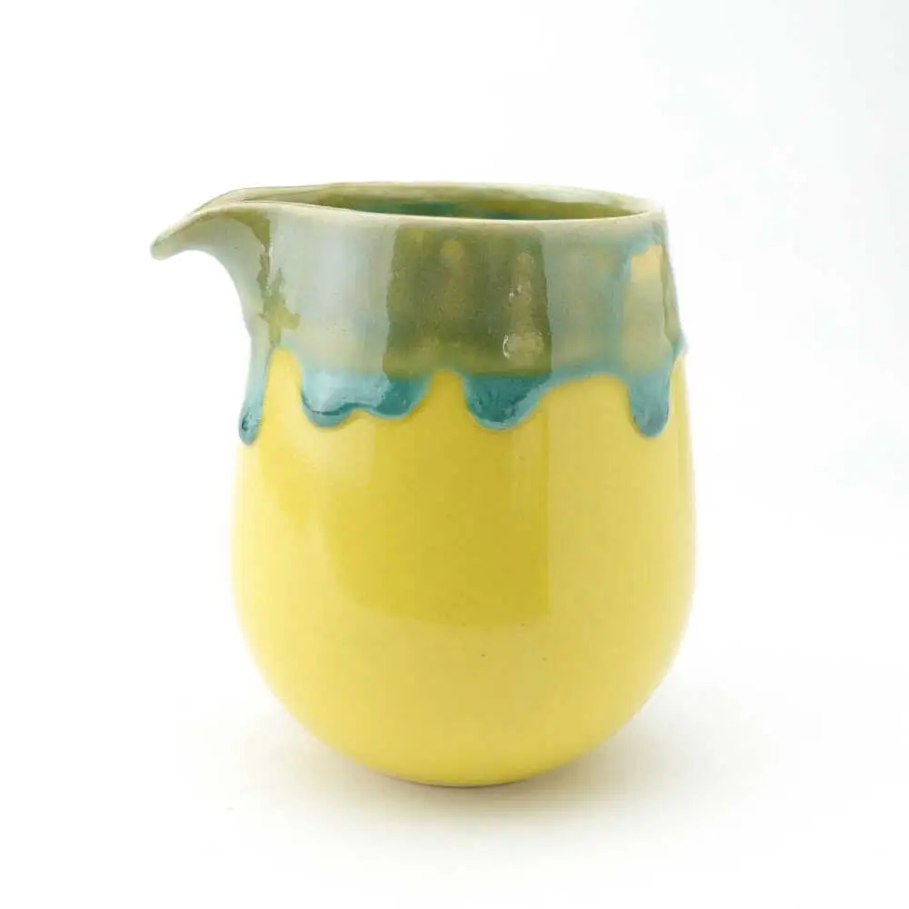 【波佐見焼】Folk Design 片口酒器・盃 黄地緑釉流し 2点セット【玉有】[IE56]