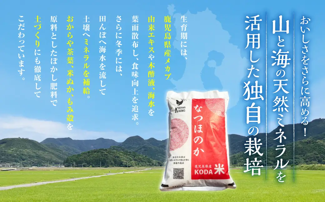 【新米先行予約】【KODAMAFARMS】 鹿児島県産 なつほのか 5kg KODA米 【2026年9月下旬以降順次発送】 精米 米 お米 AS-2263