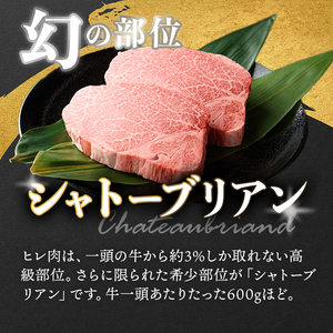 A4ランク博多和牛ヒレ肉シャトーブリアン(計360g・180g×2枚)牛肉 国産 ひれ肉 福岡県 黒毛和牛 赤身 冷凍 いとしまミートデリ工房 ＜離島配送不可＞【ksg1683】【徳永商店】