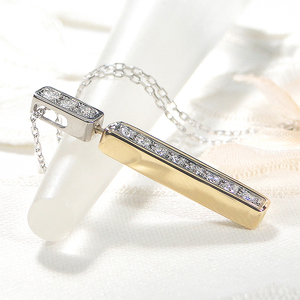 ネックレス PT900 K18YG プラチナ イエローゴールド ダイヤモンド 0.28ct 両面 バーネックレス 縦ライン コンビ ペンダント Iライン ジュエリー【f276-pt-ygpt】 ALPAZ146