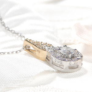 ネックレス PT900 K18YG プラチナ イエローゴールド ダイヤモンド 計0.38ct 中石0.2ct コンビ ペンダント ドロップ つゆ 雫 大粒 ジュエリー【f279-ptyg】 ALPAZ151