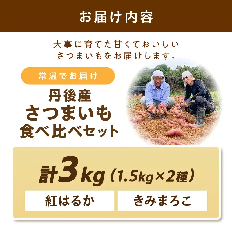 【食べ比べ】紅白 きみまろこと紅はるかのさつまいもセット 3kg 2027年2月中旬～配送　紅はるか きみまろこ 食べ比べ 品種 お野菜 野菜 正規品 ふるさと納税 さつまいも ふるさと納税 紅はるか べにはるか 甘い