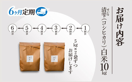 ＜6ヶ月定期便＞＜令和7年産＞ 京都夜久野産 清雫(せいな) コシヒカリ 白米 (10kg×6回) ふるさと納税 福知山市 令和7年度産 先行 定期便 選べる 容量 回数 白米 精米 夜久野 京都 【fc-DB006-C06】【合同会社夜久野清雫】