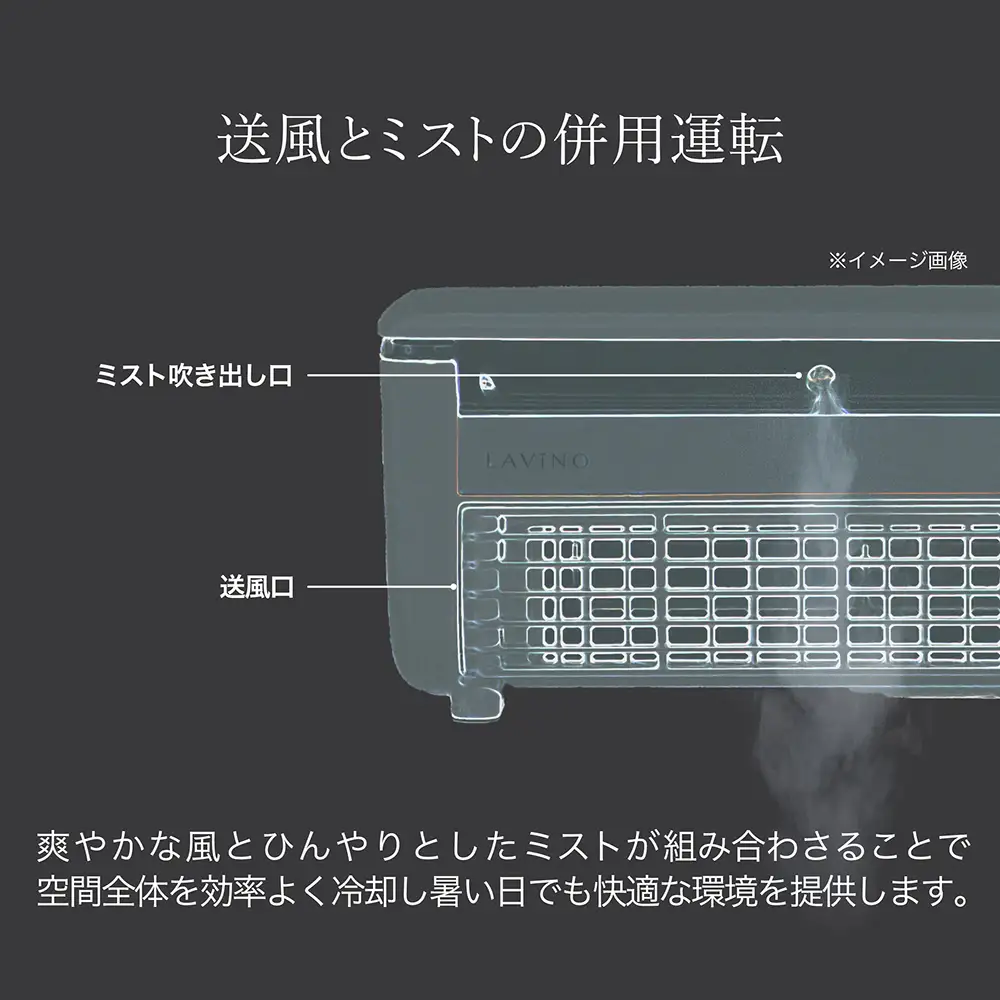 LAVINO クールエアーミスト (ブルーグレイ） 冷風扇 ミストファン ポータブルクーラー 暑さ対策 卓上