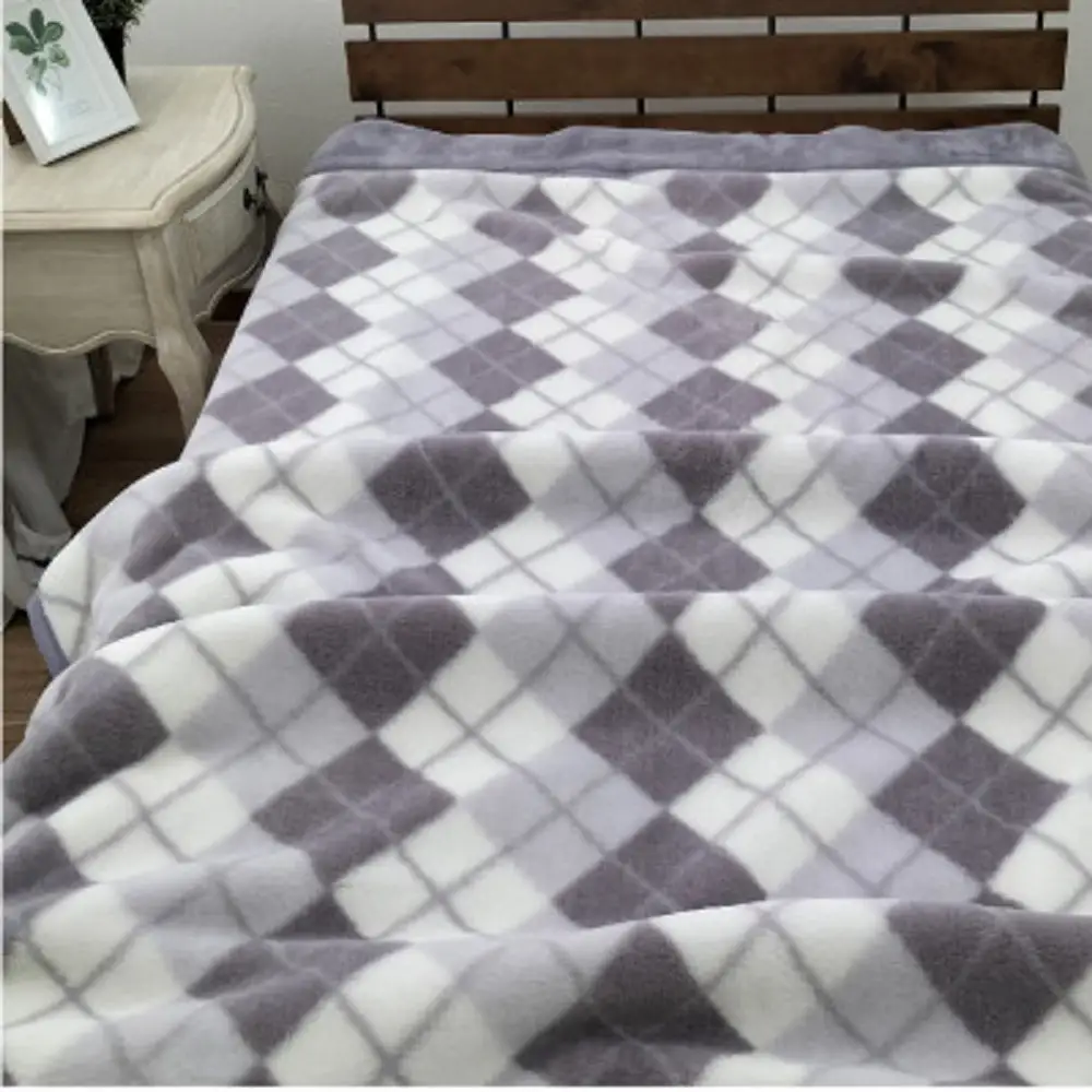 ［ロング2枚組］吸湿発熱ボリューム2枚合せ毛布 約140×220cm （ベージュ1枚・グレー1枚） JM-2203L-2P