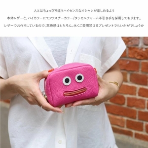 【通しマチ/ニッコリポーチSMALL/全20色】毎日の相棒♪定番/通しマチ仕様のふっくらモンスターマルチポーチ レディース 化粧ポーチ コスメ ミニ マルチ 小さめ プレゼント コンパクト トラベル レッド