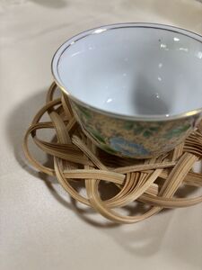 竹細工 白竹 コースター ツヤなし(身)六芒星デザイン 自然素材 手仕事の美 宮崎県三股町産真竹使用