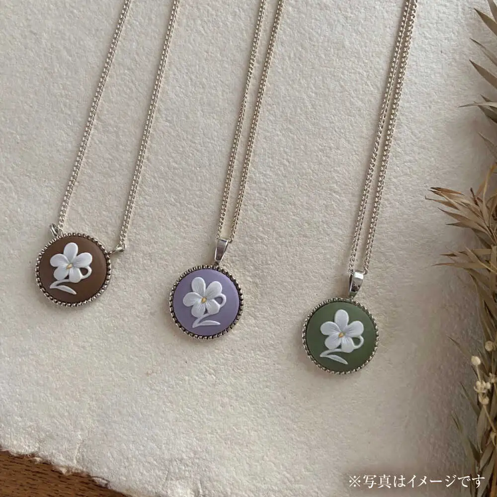 ＜ROUND＞シルバーペンダント　スミレ パープル / ペンダント ネックレス アクセサリー ギフト 贈り物 / 瀬戸市 / 陶華[BBCD014]