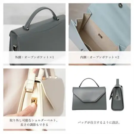 【濱野皮革工藝 HAMANO バッグ】プティ・フォルムUNO(ダークグレー×シルバー)_装飾品・工芸品 財布 服飾小物 _【1616471】